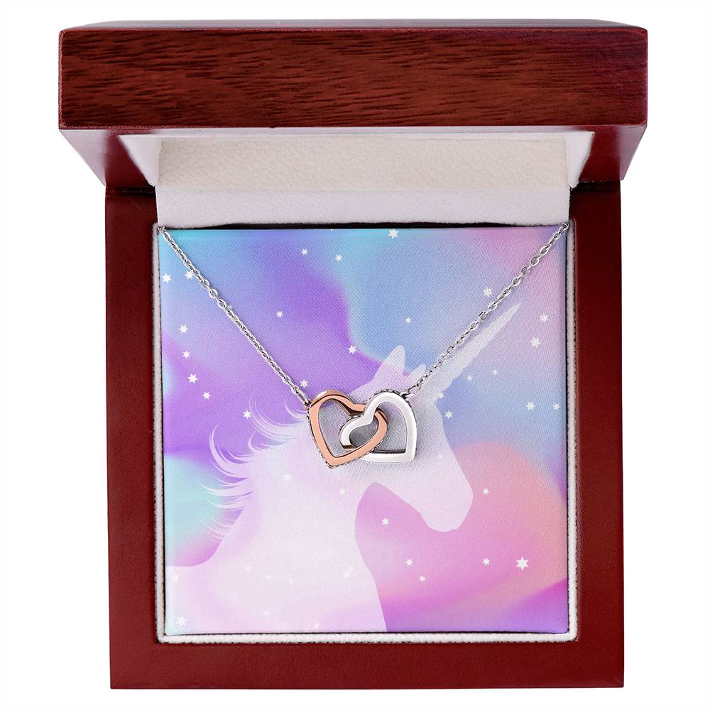 Unicorn Lovers Interlocking Hearts Necklace