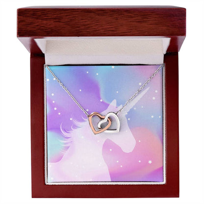 Unicorn Lovers Interlocking Hearts Necklace