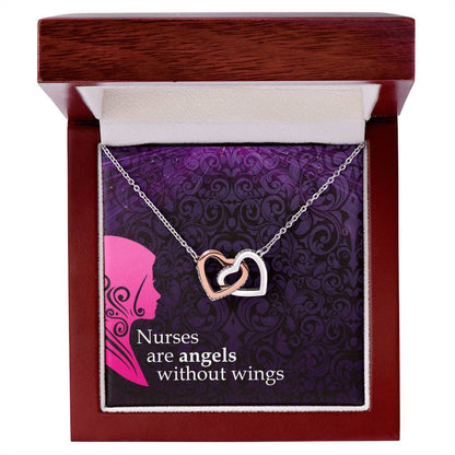 Nurses Are Angels Without Wings - Interlocking Heart Necklace Interlocking Hearts Necklace