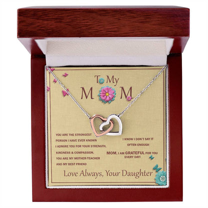 Interlocking Heart Necklace For Mother With Message Card Interlocking Hearts Necklace