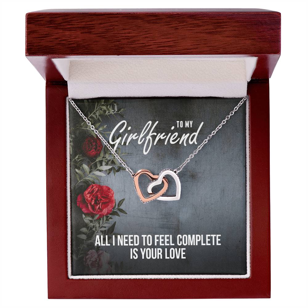 Interlocking Hearts - Romantic Necklace - Roses Gift Card Interlocking Hearts Necklace