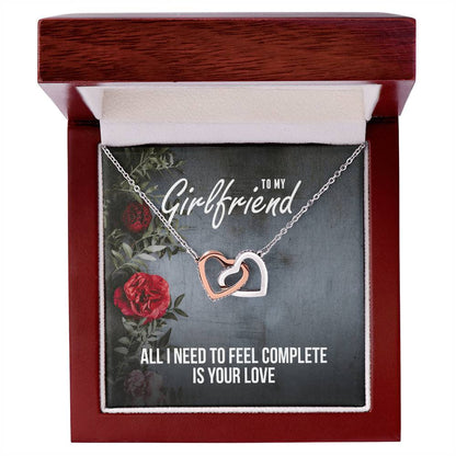 Interlocking Hearts - Romantic Necklace - Roses Gift Card Interlocking Hearts Necklace