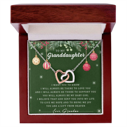 To My Granddaughter Interlocking Hearts Necklace Message Card