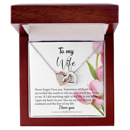 Interlocking Hearts - Pink Tulips Interlocking Hearts Necklace