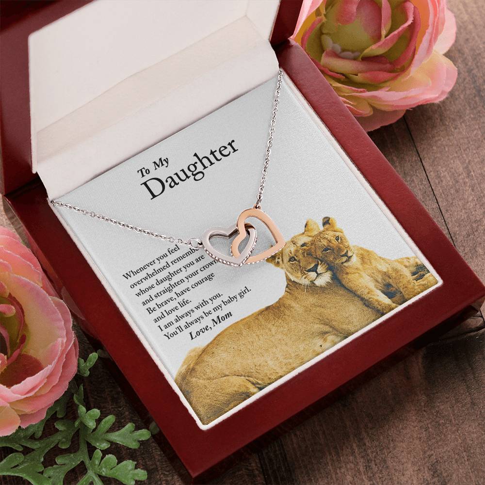 To My Daughter - Love Gift From Mom - Always With You - Interlocking Hearts Necklace
