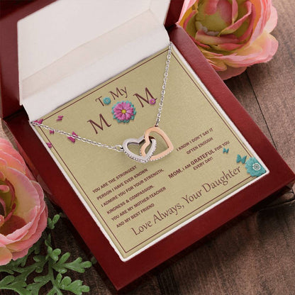 Interlocking Heart Necklace For Mother With Message Card Interlocking Hearts Necklace