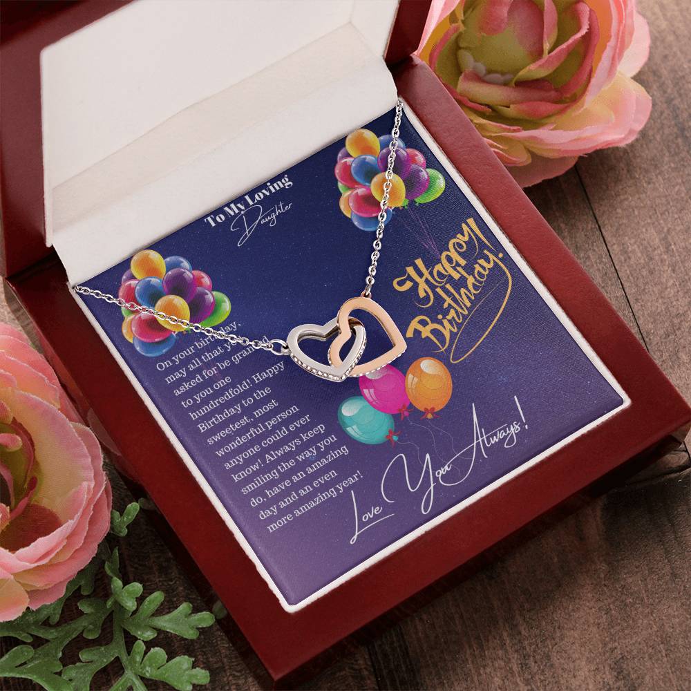 Happy Birthday Daughter Interlocking Hearts Necklace