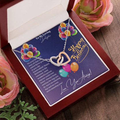 Happy Birthday Daughter Interlocking Hearts Necklace