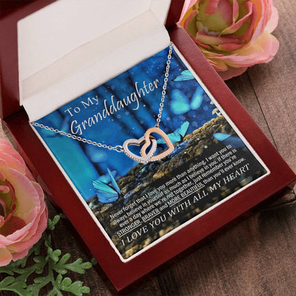 To My Granddaughter - Love You With All My Heart - Necklace Interlocking Hearts Necklace