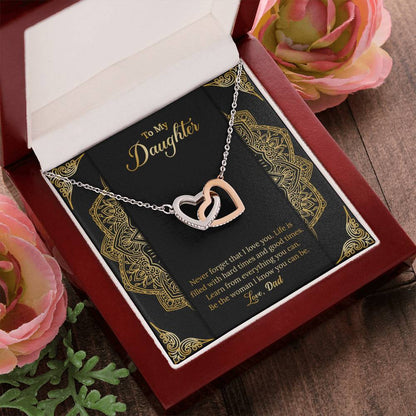 Never Forget That I Love You. Necklace. Two Hearts. Interlocking Hearts Necklace