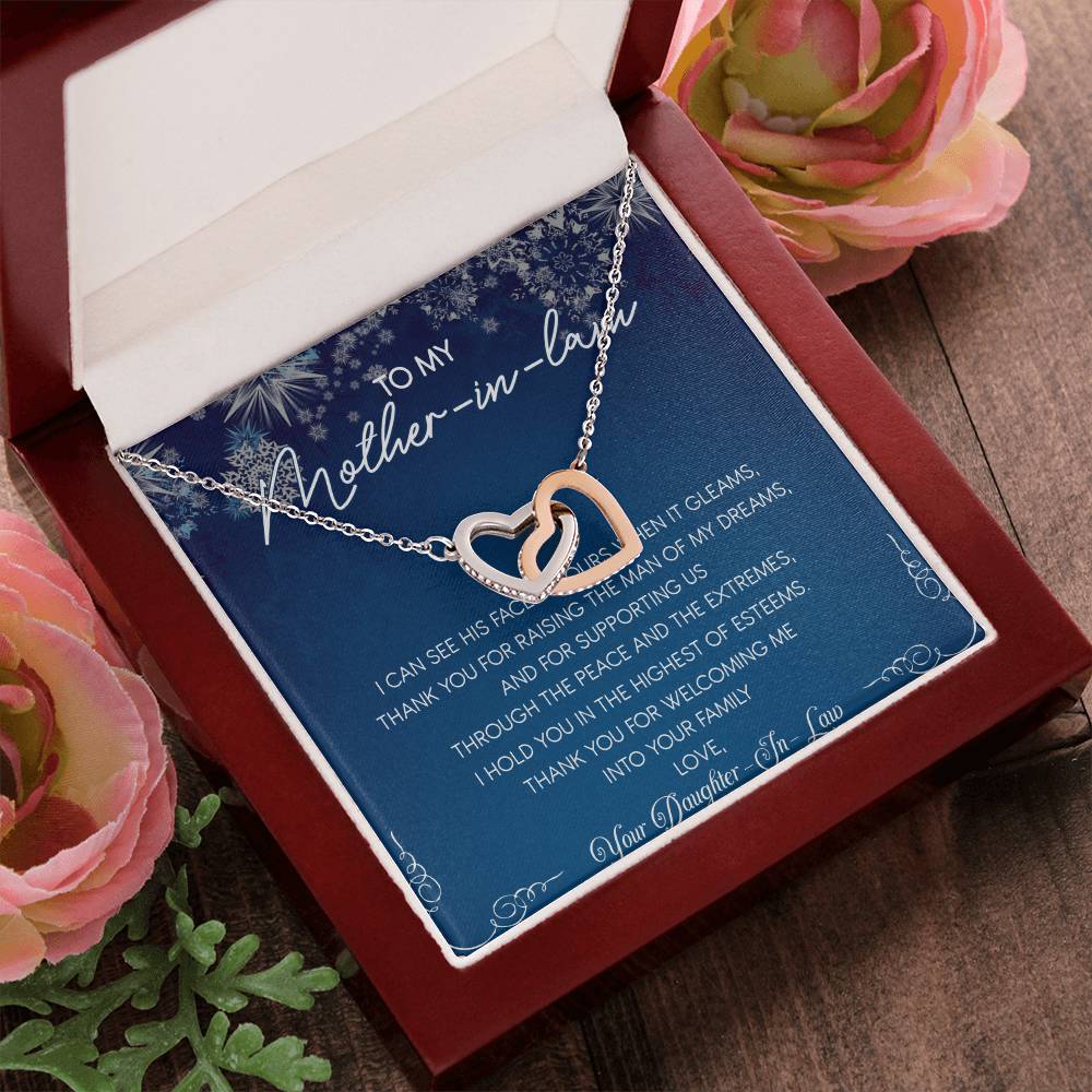 To My Mother-In-Law Interlocking Hearts Necklace Message Card
