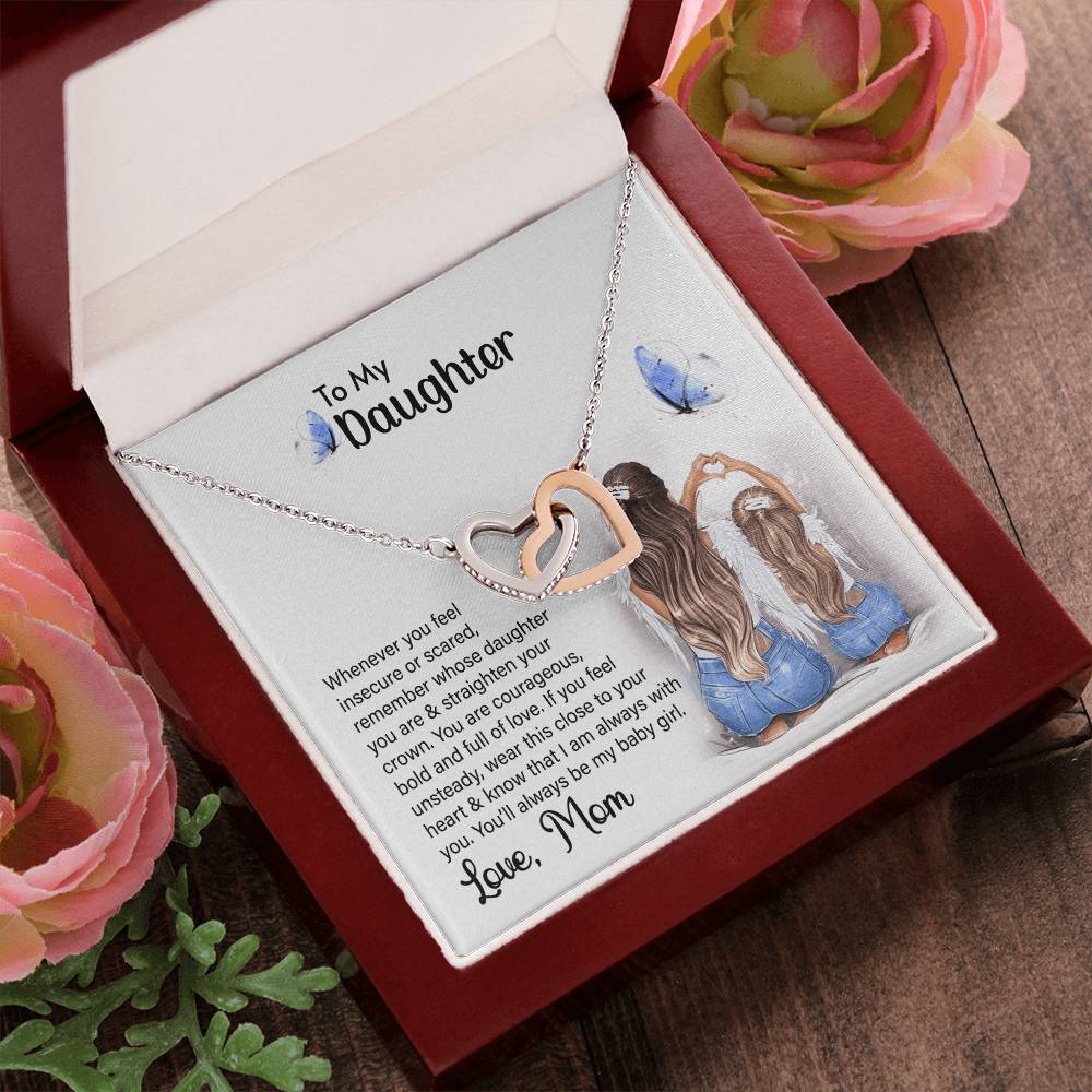My Daughter Wear This Close To Your Heart. Interlocking Hearts Cubic Zirconia Diamond Pendant Interlocking Hearts Necklace