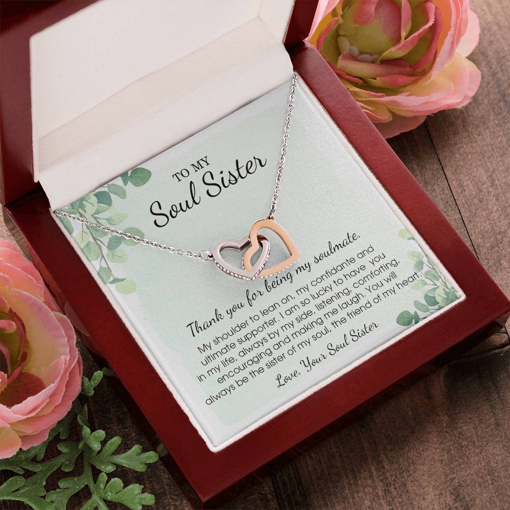 To My Soul Sister Necklace Friendship Necklace To Soul Sister Unbiological Sister - Bff Gifts For Birthday Interlocking Hearts Necklace