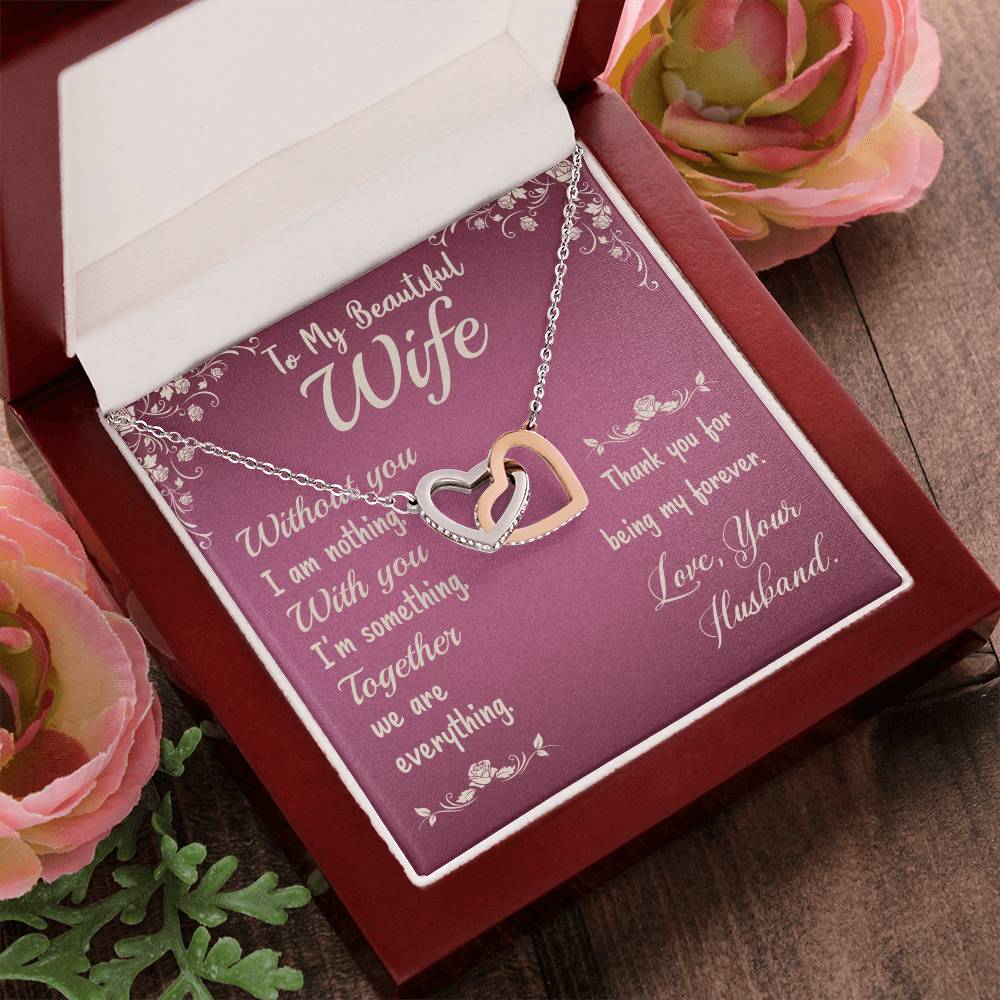 Interlocking Hearts Necklace - To My Beautiful Wife