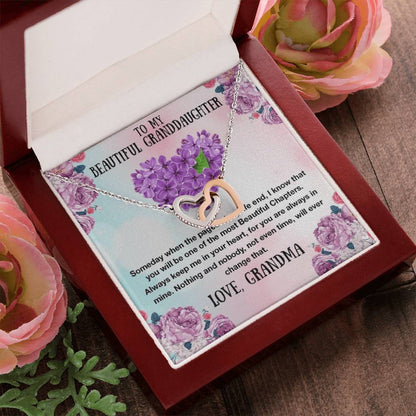 To My Granddaughter Necklace - The Most Beautiful Chapters - Gift For Granddaughter Granddaughter Interlocking Hearts Necklace