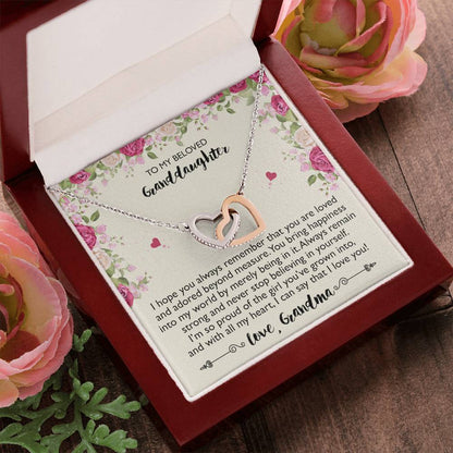 To My Beloved Granddaughter - Interlocking Heart Necklace From Grandma Interlocking Hearts Necklace