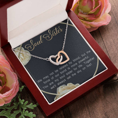Soul Sister Interlocking Hearts Necklace Message Card