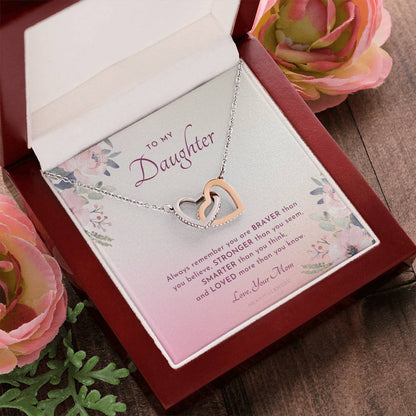 To My Daughter Always Remember Gift For Daughter From Mom Daughter Birthday Graduation Christmas Present Interlocking Hearts Necklace