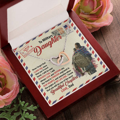 To Military Daughter - Gift For Daughter Gift For Daughter On Christmas Necklace For Daughter From Dad Interlocking Hearts Necklace