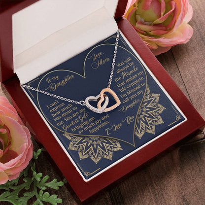 To My Daughter - Greatest Gift Miracle - Necklace Interlocking Hearts Necklace