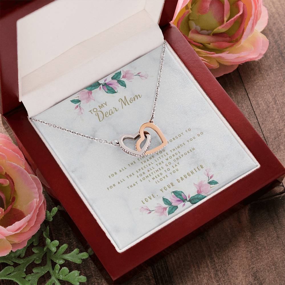 Daughter To Mom For Mom 2022 Mother'S Day Birthday Wedding Christmas Gifts Interlocking Hearts Necklace