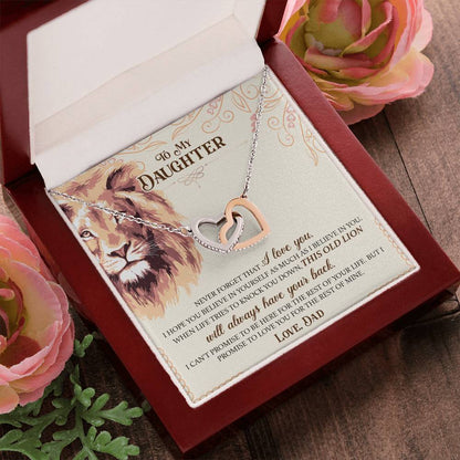 To My Daughter - This Old Lion - Necklace Interlocking Hearts Necklace