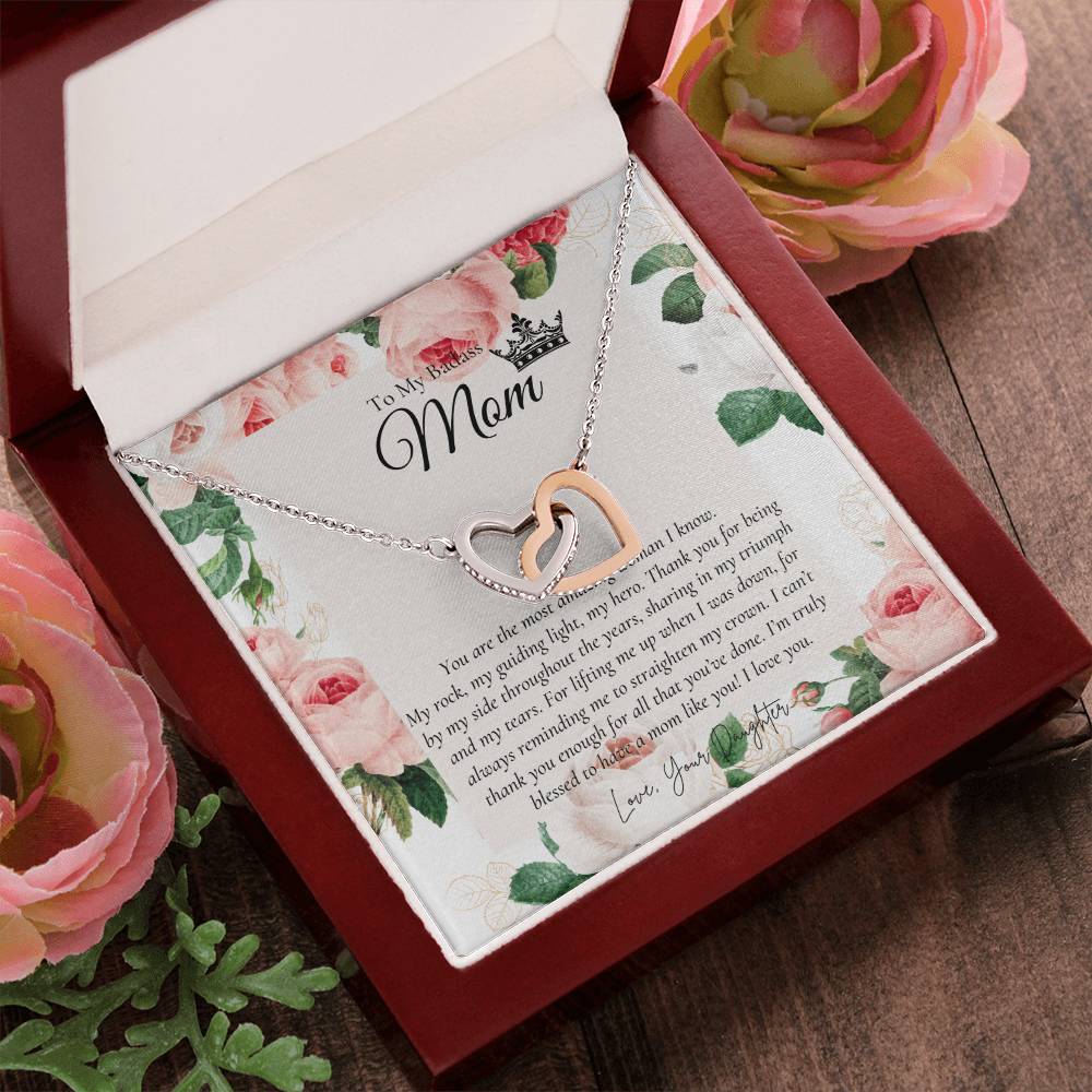To My Beautiful Mom Necklace Badass Mom Gift Mother’S Day Gift Birthday Gift Gift From Daughter On Wedding Day Interlocking Hearts Necklace