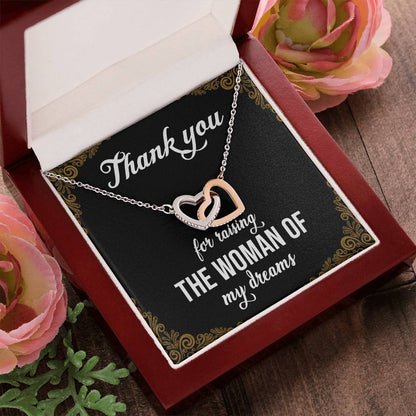 Thank You For Raising The Woman Of My Dreams Interlocking Hearts Necklace