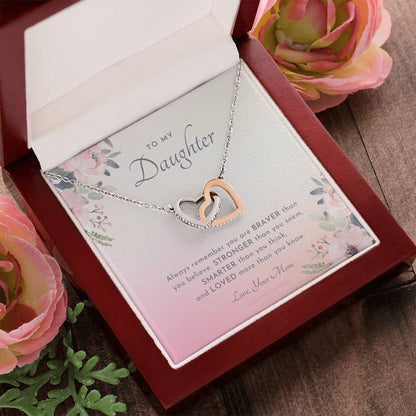 To My Daughter Always Remember Gift For Daughter From Mom Daughter Birthday Graduation Christmas Present Interlocking Hearts Necklace