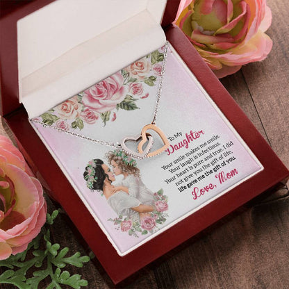 Forever Bonding Heart Necklace Gift Set - To My Daughter Interlocking Hearts Necklace