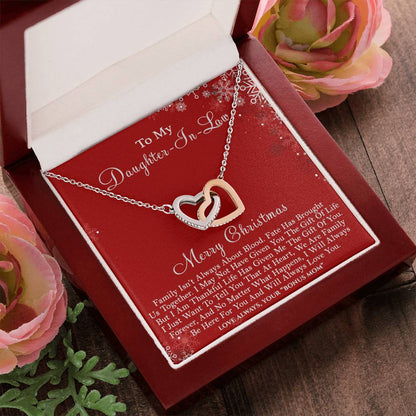 To My Daughter-In-Law Merry Christmas - Life Has Given Me The Gift Of You - Hearts Necklace Interlocking Hearts Necklace