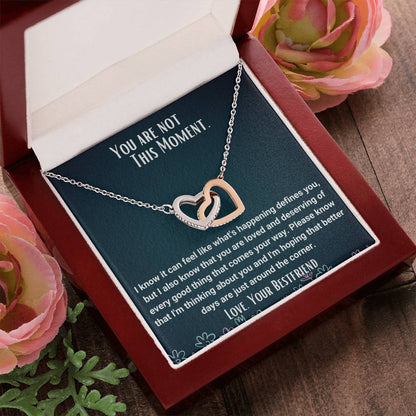 Interlocked Necklace Bestfriend Gift Encouragement Message Card Interlocking Hearts Necklace