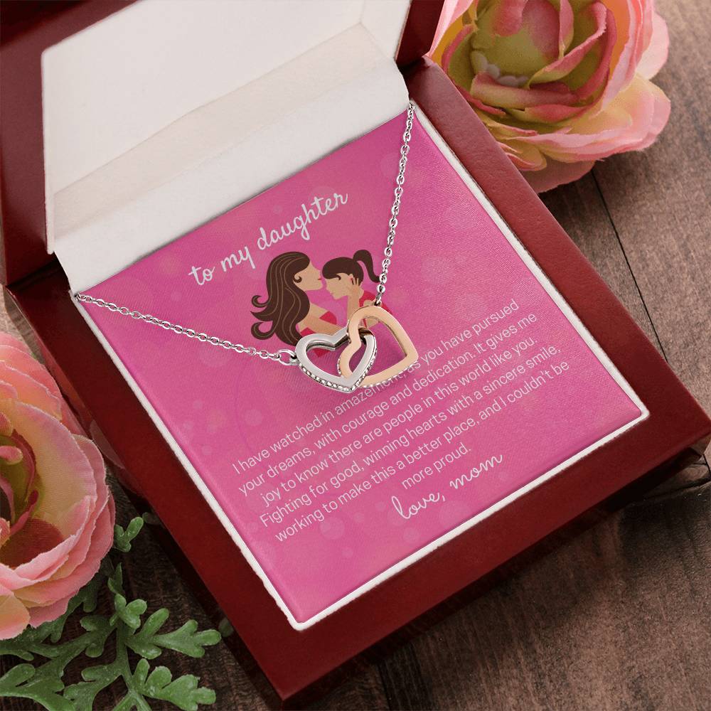 To My Lovely Daughter Interlocking Hearts Necklace
