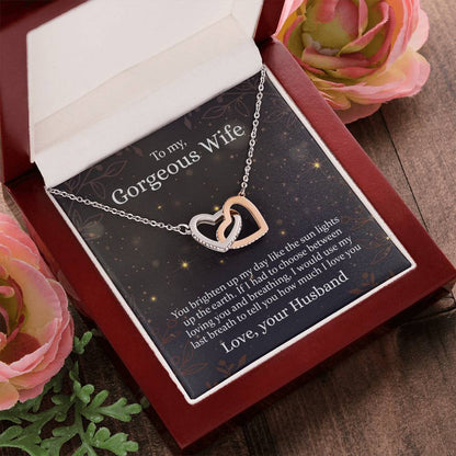 To My Gorgeous Wife - Interlocking Hearts Necklace