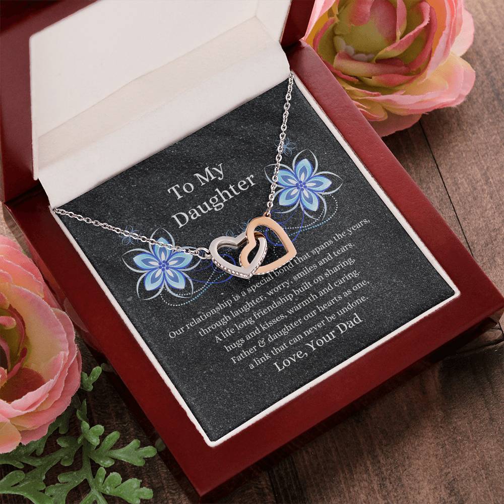 Father To Daughter Hearts As One Necklace Interlocking Hearts Necklace