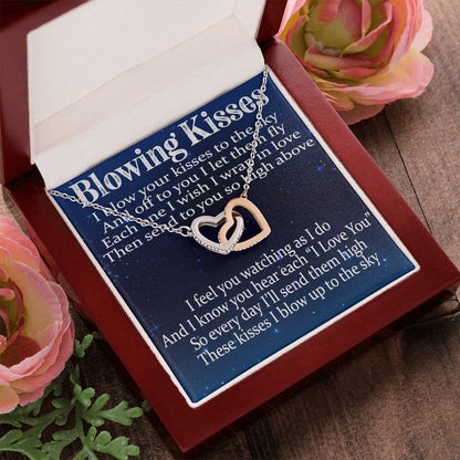 Blowing Kisses Remembrance Necklace Gift Interlocking Hearts Necklace