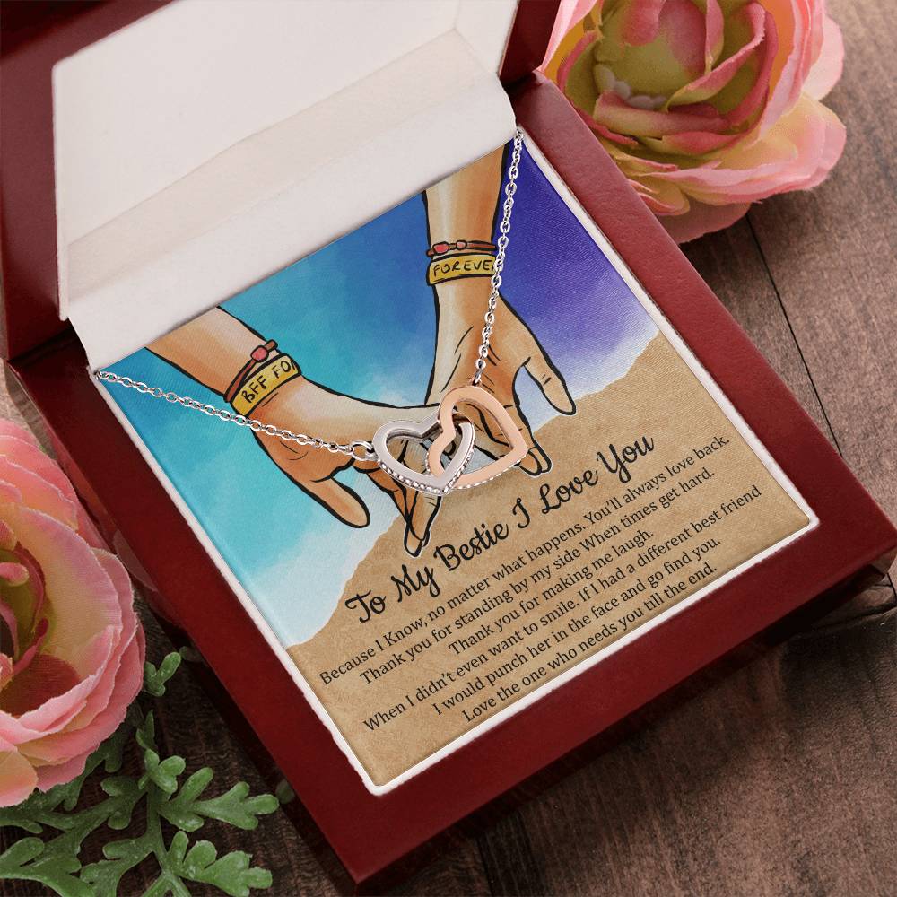 To My Bestie I Love You Interlocking Hearts Necklace