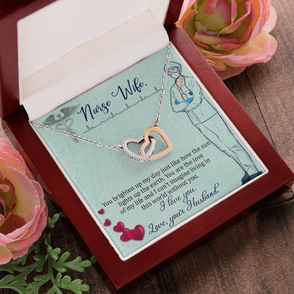 Nurse Wife - You Brighten Up My Day - Interlocking Hearts Necklace