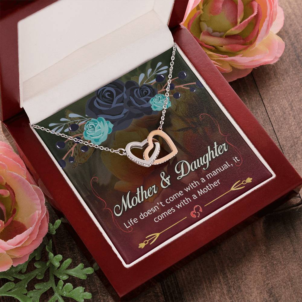 Mother'S Day Necklace With Message Card - Life Doesn'T Come With A Manual It Comes With A Mother Interlocking Hearts Necklace