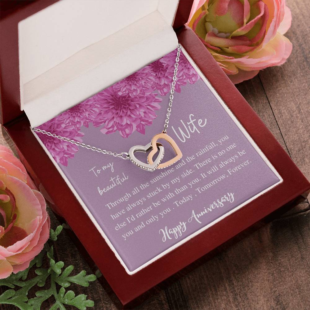 To My Beauiful Wife V2 Interlocking Hearts Necklace