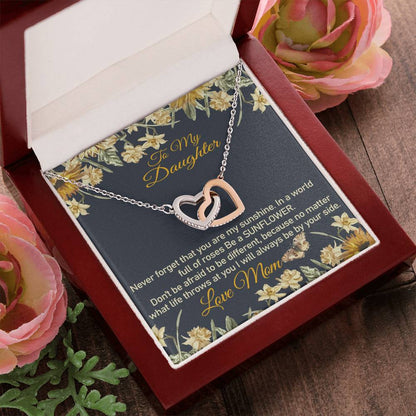 Mom To Daughter Necklace Be A Sunflower Gift Interlocking Hearts Necklace