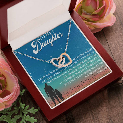To My Daughter Interlocking Hearts Necklace Message Card