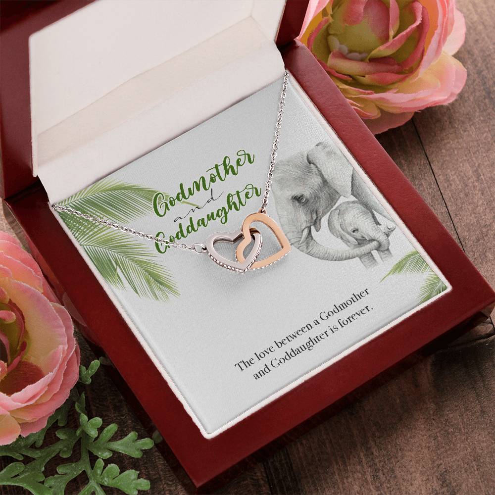 Godmother Goddaughter Gift Necklace Emotional Message Card Interlocking Hearts Necklace