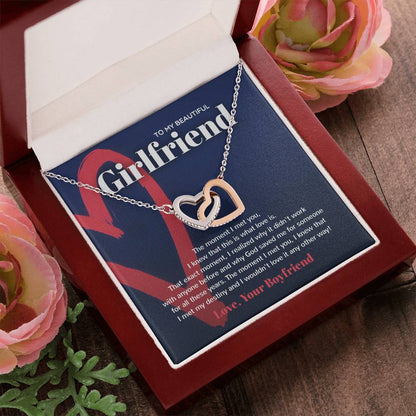 God Saved Me For You - Interlocked Hearts Necklace For Girlfriend Interlocking Hearts Necklace