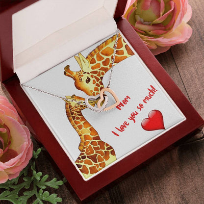 Mom I Love You So Much Two Hearts Embellished With Cubic Zirconia Stones Interlocked Together Interlocking Hearts Necklace