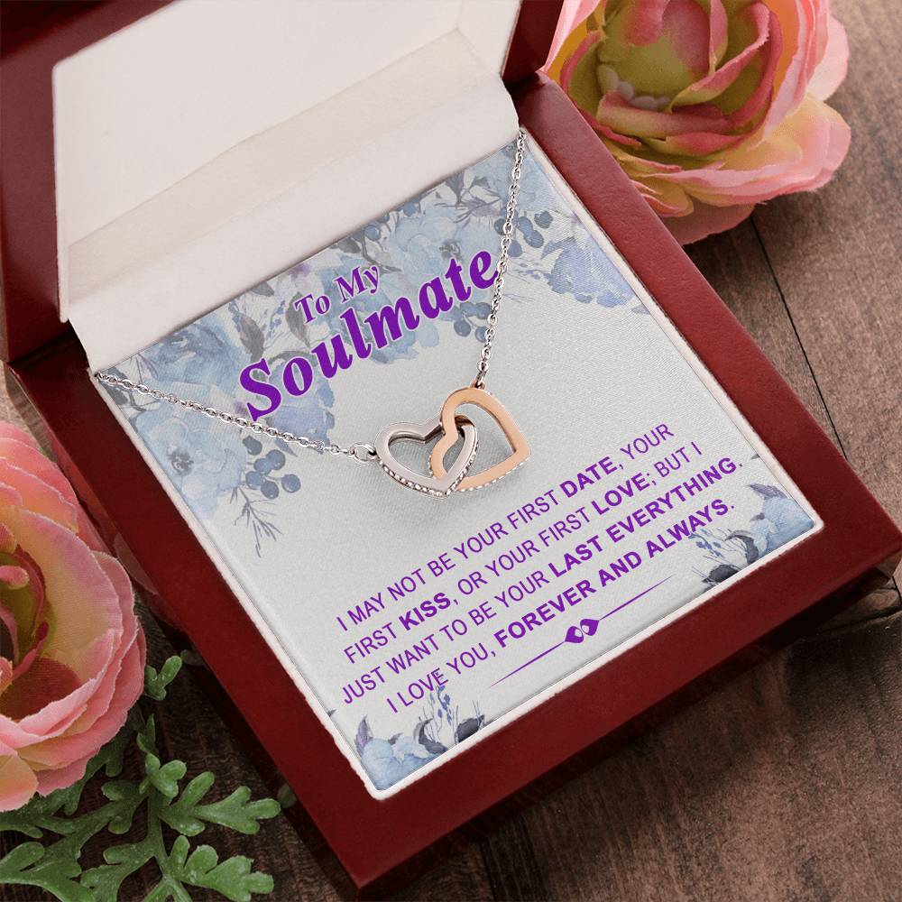 To My Soulmate Last Everything - Interlocked Interlocking Hearts Necklace