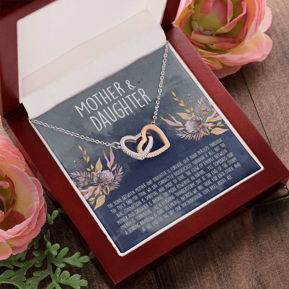 The Love Between A Mother And Daughter Is Forever Interlocking Hearts Necklace