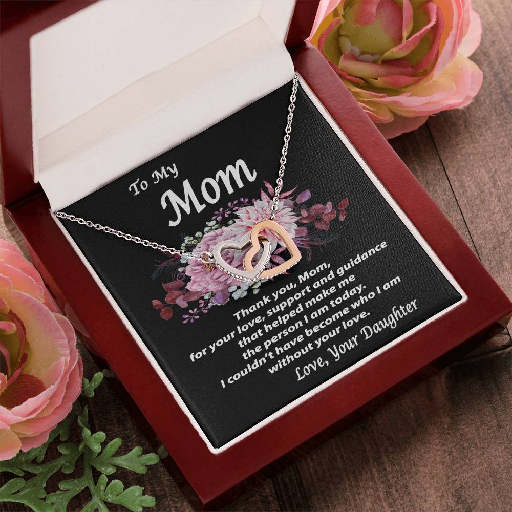To My Mom Gift Necklace To Mom From Daughter Message Card Necklace Mother'S Day Gift Necklace Mom Birthday Gift Necklace Interlocking Hearts Necklace