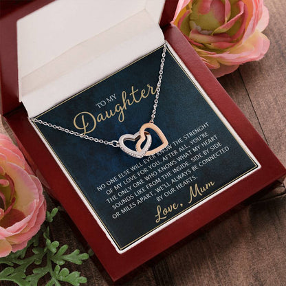 To My Daughter - Unique Heart Bonding Necklace Gift Set Interlocking Hearts Necklace