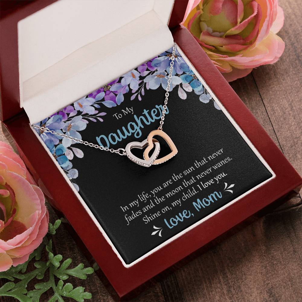 To My Daughter The Sun That Never Fades Necklace Interlocking Hearts Necklace